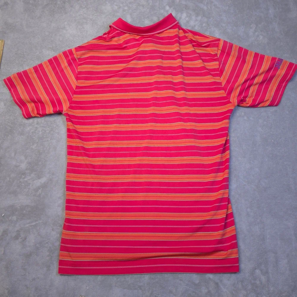 Nike Golf Polo Shirt Men' XL Red Orange Striped The Players Championship Fit Dry